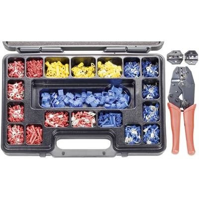 TOOLCRAFT 820927 Crimpzangen-Set 1004teilig Koaxial-Steckverbinder, Unisolierte Quetschverbinder, Isolierte