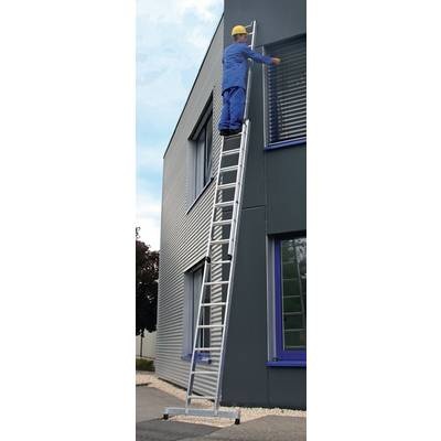 Guenzburger Anlegeleiter höhenverstellbar Schiebeleiter, 2-teilig 2 x 14 Sprossen, mit nivello®-Traverse