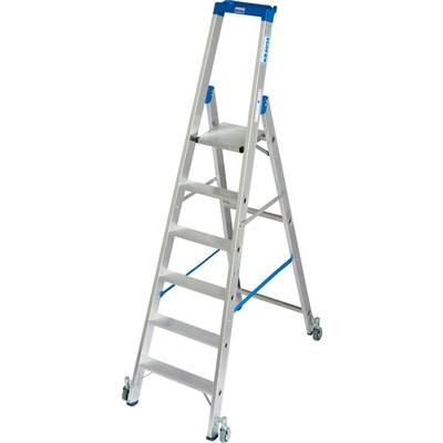 Krause 124630 Aluminium Stufen-Stehleiter fahrbar Arbeitshöhe (max.): 3.40 m Silber 10.7 kg
