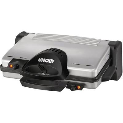 Unold 8555 Elektro Kontakt-Grill mit manueller Temperatureinstellung Edelstahl, Schwarz
