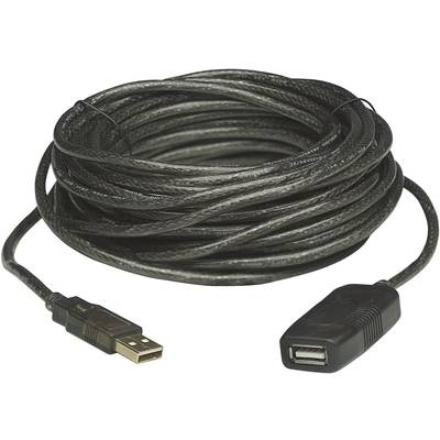 Manhattan USB 2.0 Verlängerungskabel [1x USB 2.0 Stecker A - 1x USB 2.0 Buchse A] 10 m Schwarz