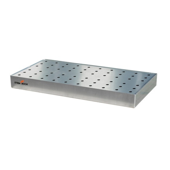 Steinbock® Paletten-Kleingebinde-Auffangwanne aus Stahl, verzinkt, HxBxT 100 x 1.200 x 800 mm, Auffangvolumen 71 Liter, inkl. Lochblech-Rost