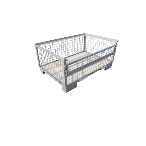 Euro-Gitterbox, Längswand halb abklappbar, Höhe 570 mm