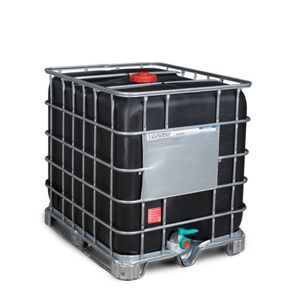 IBC Recobulk, Gefahrgut-Ausführung, Stahlkufen, 1.000 Liter, Öffnung NW150, Auslauf NW50, UV-Schutz