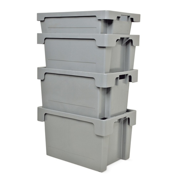Drehstapelbehälter, Wände + Boden geschlossen, 60 Liter, grau