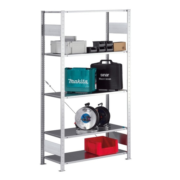 META Fachbodenregal Stecksystem, GF, FL 80 kg, verzinkt, HxBxT 2.000 x 1.000 x 500 mm