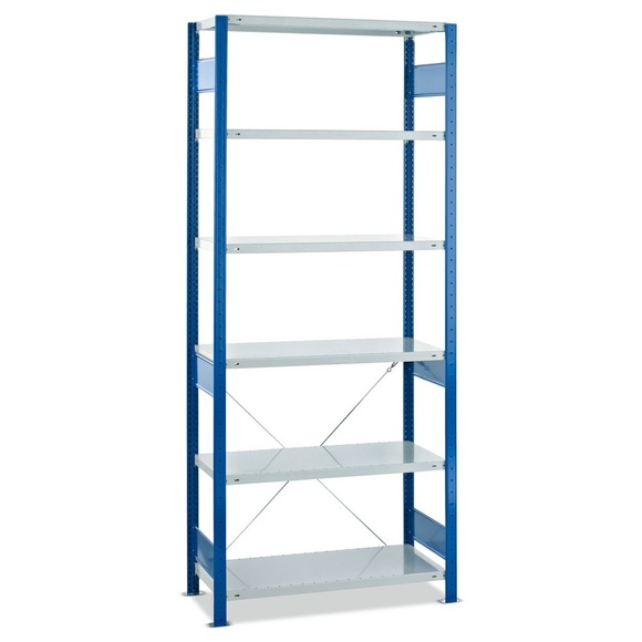SCHULTE Fachbodenregal, GF, FL 150 kg, enzianblau/lichtgrau, HxBxT 2.000 x 750 x 500 mm