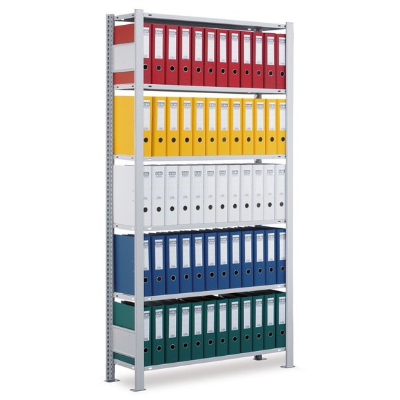 SCHULTE Aktenregal GF, einseitig, mit Endanschlägen, FL 85 kg, HxBxT 2.500 x 750 x 300 mm