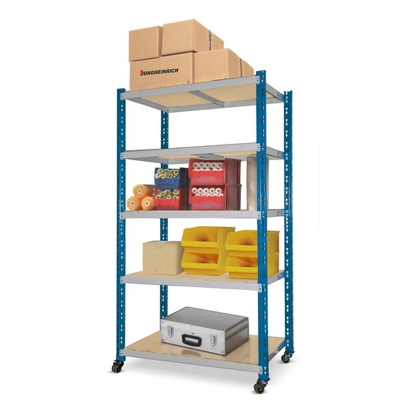 Fahrbares Regal mit Fachböden, FL 300 kg, 5 Böden