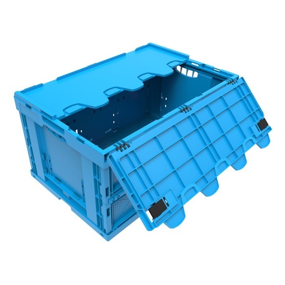 Euronorm-Faltbox Premium, mit Scharnierdeckel, 60 Liter, grau