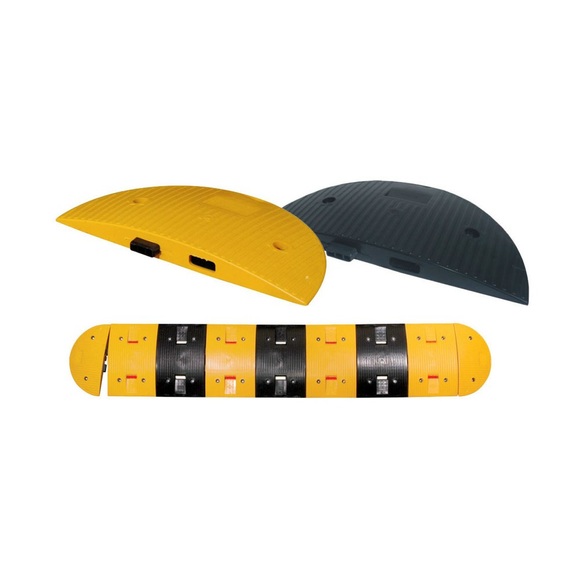 Temposchwelle aus PP, PVC-ummantelt, < 40 km/h, Abschlusselement, schwarz
