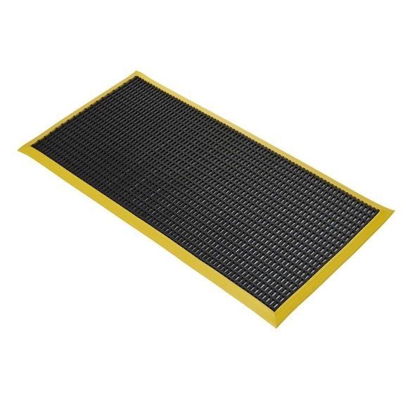 Anti-Ermüdungsmatte, schwarz, einfach gewebt mit gelben, abgeschrägten Kanten LxB 1200 x 600 mm