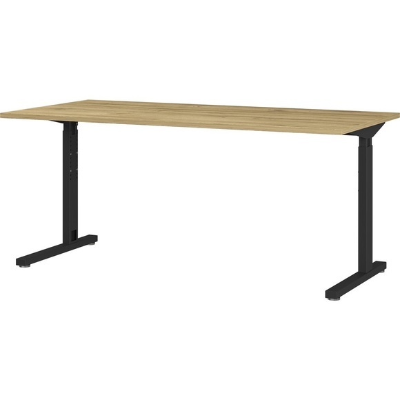 Schreibtisch Profi 2.0, rechteckig, C-Fuß, B 1600 x T 800 x H 700-810 mm, lichtgrau/silber