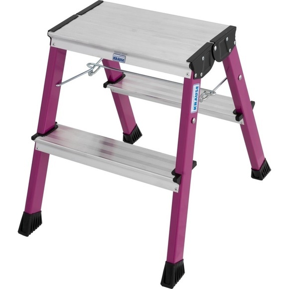 KRAUSE Alu-Klapptritt mit Rollen 2 x 2 Stufen, pink