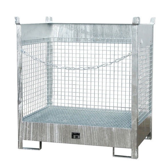 Fass-Stapelpalette Bauer FSP-2 D, Wände aus Drahtgitter, für 2 x 200 l Fass, verzinkt