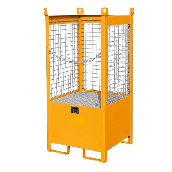 Fass-Stapelpalette Bauer FSP-1 D, Drahtgitter-Wände, Kapazität 1 x 200 l Fass, orange