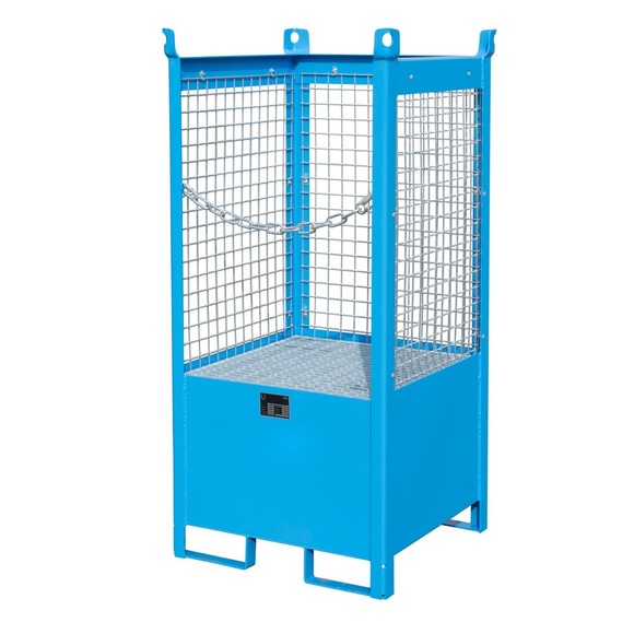 Fass-Stapelpalette Bauer FSP-1 D, Drahtgitter-Wände, Kapazität 1 x 200 l Fass, blau