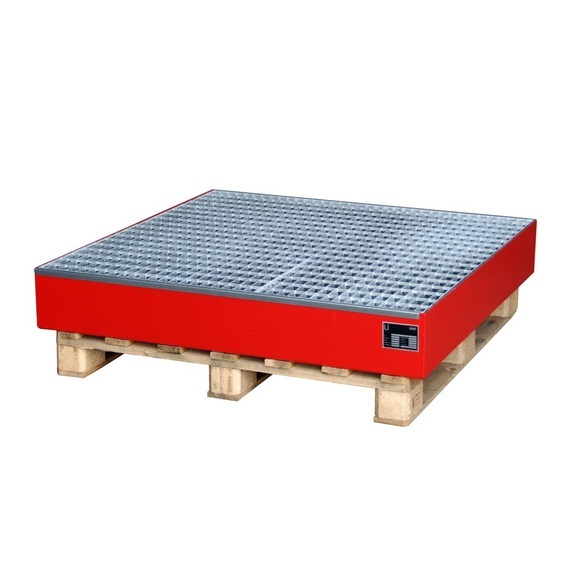 Paletten-Aufsatzwanne, HxBxT 185 x 1.200 x 1.200 mm, inkl. Gitterrost, feuerrot