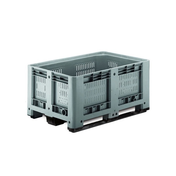 Palettenbox M, 1200x800x600 mm, durchbrochen, mit 3 Kufen