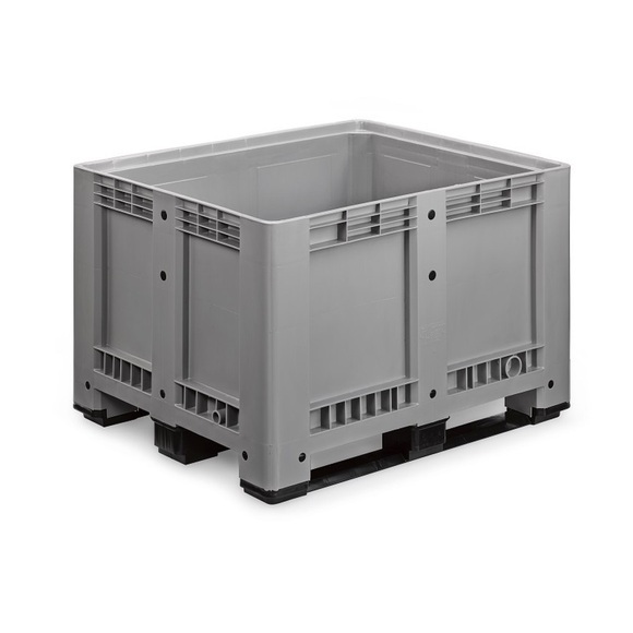 Palettenbox L, grau, 1200x1000x780 mm, geschlossen, mit 3 Kufen