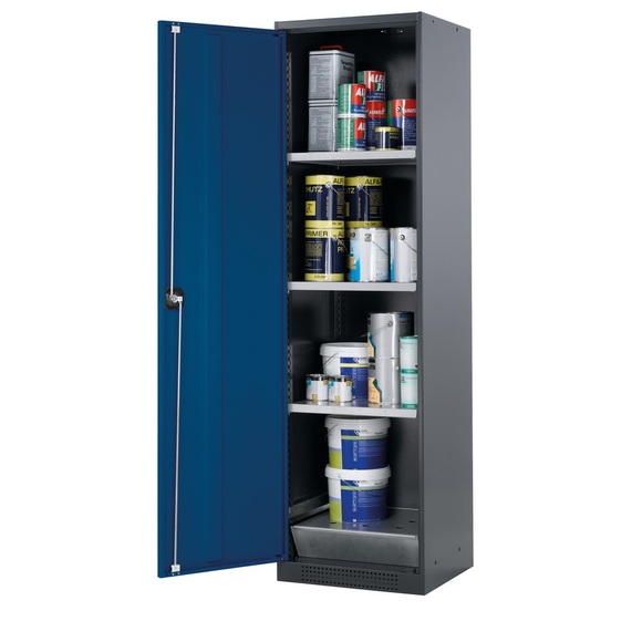 Chemikalienschrank, Flügeltür, 3 Böden, 545x520x1950 mm, enzianblau