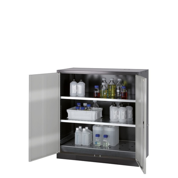 Chemikalienschrank, Flügeltür, 2 Böden, 1055x520x1105 mm, reinweiss