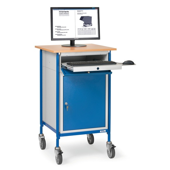 fetra® Stehpult Premium mit Schrank + Tastaturschublade, 1 fester + 2 verstellbare Böden