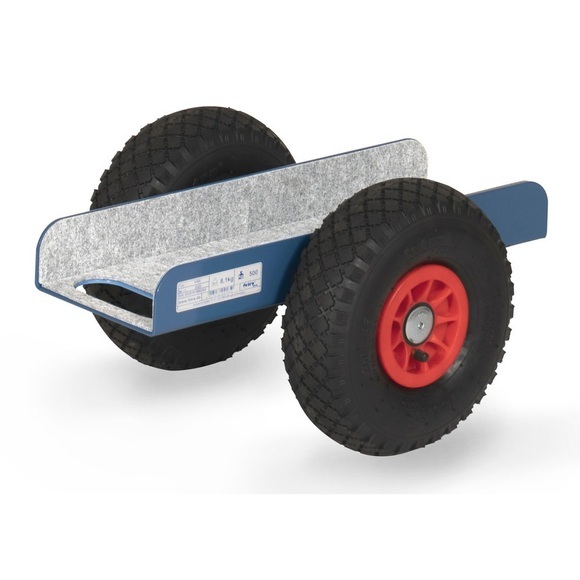 fetra® Plattenroller mit Auflage, Tragkraft 500 kg, Auflage 500 x 150 mm, Vollgummi-Bereifung