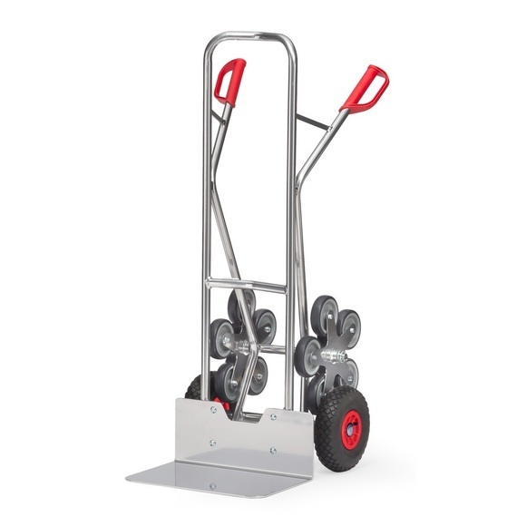 fetra® Treppenkarre, 5-armiger Radstern, Tragkraft 200 kg, Schaufel BxT 480 x 300 mm, Aluminium