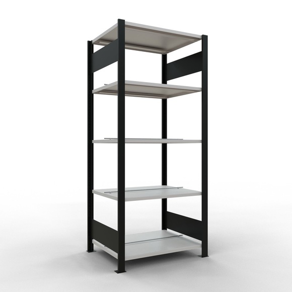 SCHULTE Aktenregal GF, doppelseitig, mit Mittelanschlägen, FL 150 kg, schwarz, HxBxT 1.800 x 750 x 600 mm