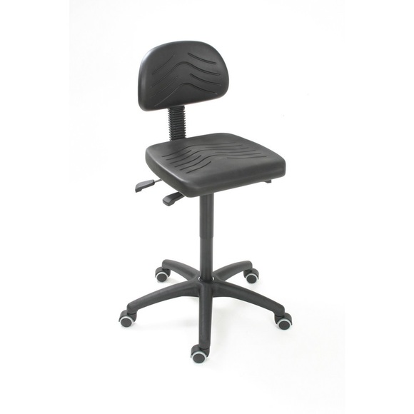 Arbeitsdrehstuhl Easy Polyurethan, Sitzhöhe 450-650 mm, Kunststoffbasis, Rollen