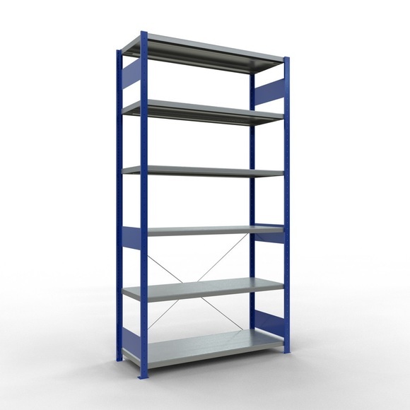 SCHULTE Fachbodenregal, GF, enzianblau/verzinkt, FL 250 kg, HxBxT 2.500 x 1.300 x 500 mm