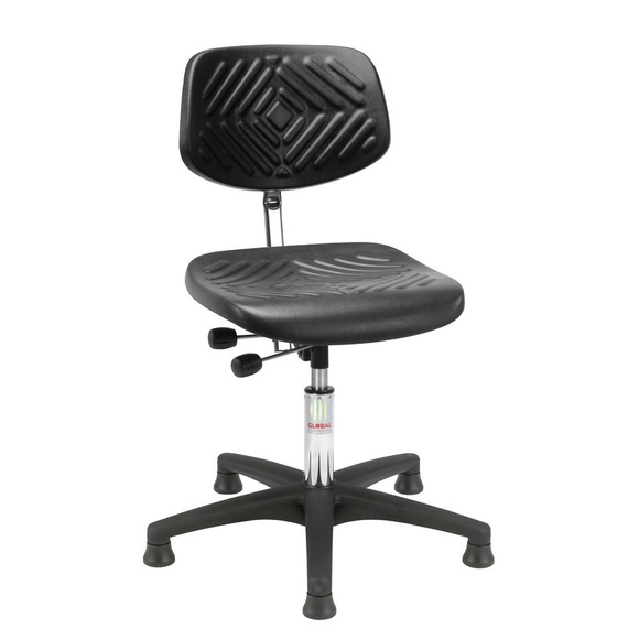 Arbeitsdrehstuhl Prestige, PU-Formsitz extra stark, Sitzhöhe 550-740 mm, Bodengleiter, Kunststoffbasis