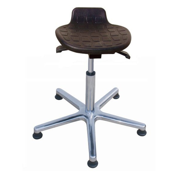 Hocker Komfort, PU-Sitz, Sitzhöhe 570-820 mm, Aluminiumbasis, Bodengleiter