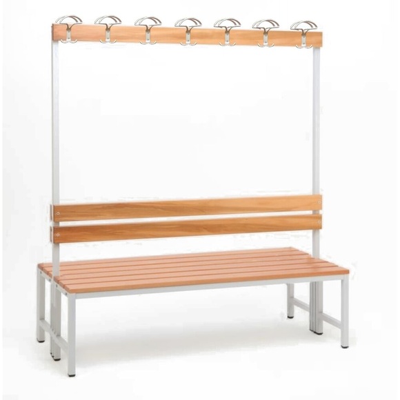 Steinbock® Umkleidesitzbank, 2-seitig mit Hakenleiste, Länge 1.500 mm, ohne Schuhrost