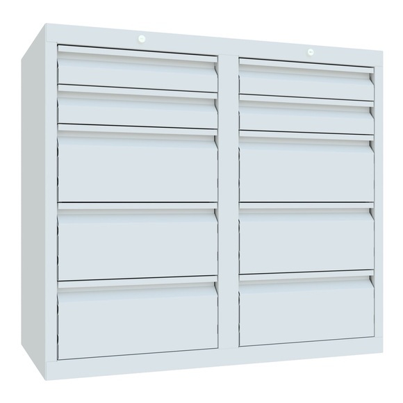 PAVOY Leichter Schubladenschrank, Gleitführung, Schubladen 4x100 + 6x200 mm, Breite 1.000 mm