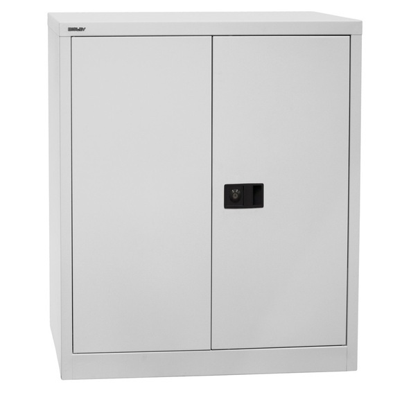 BISLEY Flügeltürschrank, Höhe 1.000 mm, BxT 914 x 400 mm, lichtgrau, Böden lackiert