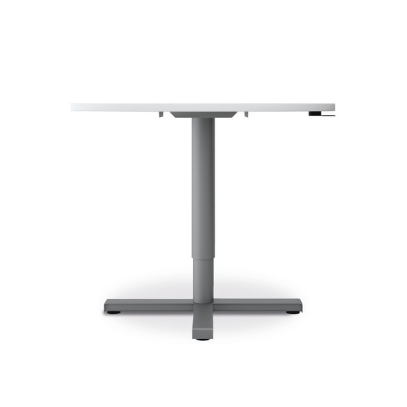 Geramöbel Säulentisch mit Fusskreuz, höhenverstellbar, ØxH 900 x 680-1.120 mm, weiss