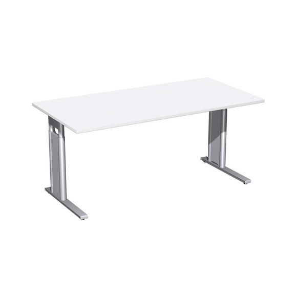 Geramöbel Manuell höhenverstellbarer Schreibtisch Profi, C-Fuss-Gestell, BxT 1.600 x 800 mm, weiss