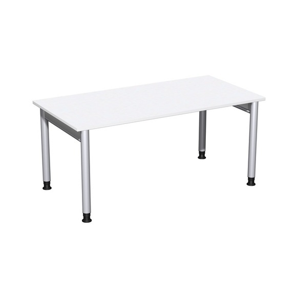 Geramöbel Manuell höhenverstellbarer Schreibtisch Profi, 4-Fuss-Gestell, BxT 1.600 x 800 mm, weiss