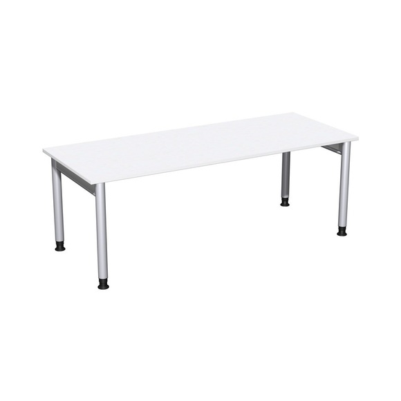 Geramöbel Manuell höhenverstellbarer Schreibtisch Profi, 4-Fuss-Gestell, BxT 2.000 x 800 mm, weiss