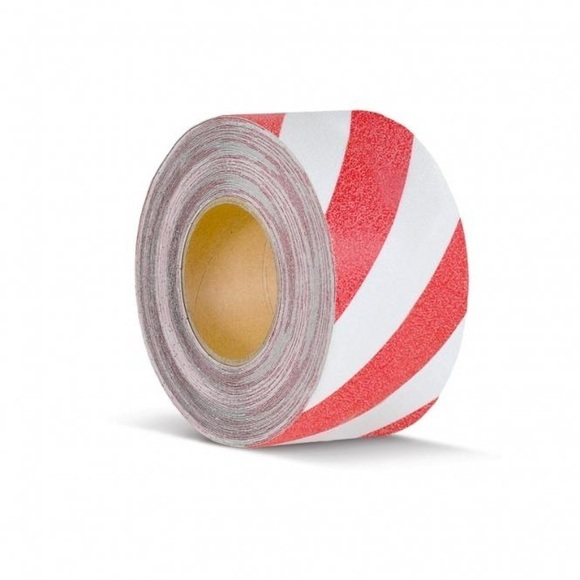 m2-Antirutschbelag™ Warnmarkierung, Rolle, Breite 75 mm, rot-weiss