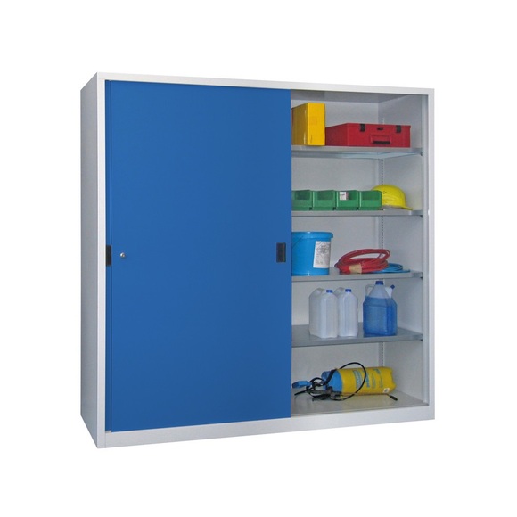 PAVOY Schiebetürenschrank mit 8 Fachböden + Trennwand, HxBxT 1.950 x 2.000 x 400 mm