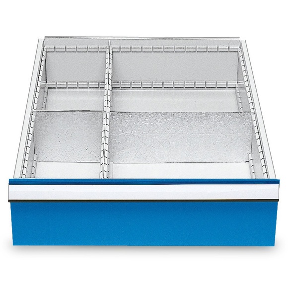 Metall-Schubladeneinteilung für Reihenwerkbänke, für Fronthöhe 150 mm, 4 Fächer