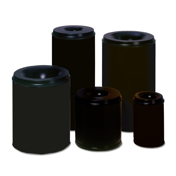 VAR® Sicherheits-Papierkorb, feuersicher, 50 Liter, tiefschwarz