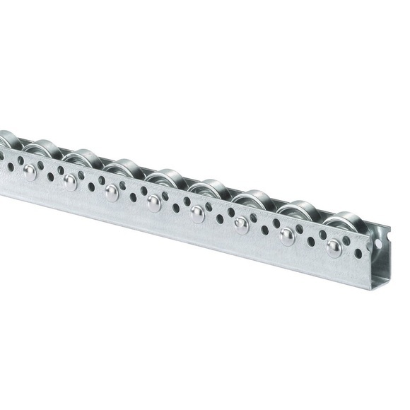 Universal-Rollenschiene, Stahlrollen, Teilung 100 mm, TK pro Rolle 20 kg
