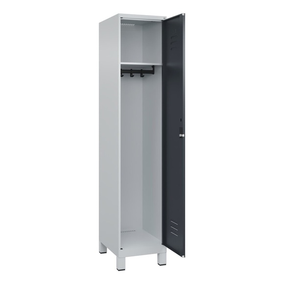 C+P Spind Classic PLUS, Füsse, 1 Abteil, HxBxT 1.950 x 400 x 500 mm, lichtgrau, anthrazitgrau, Zylinderschloss, ohne Mitteltrennwand