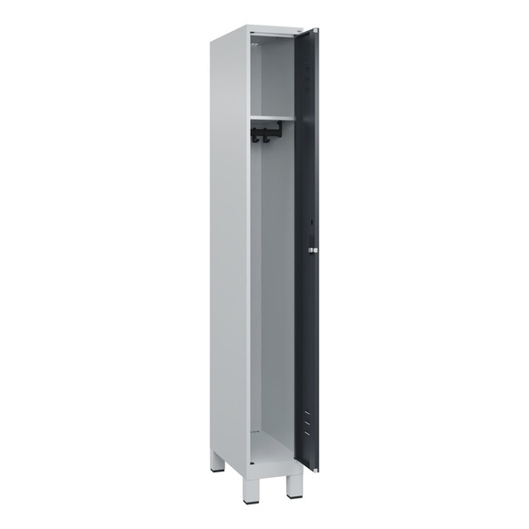 C+P Spind Classic PLUS, Füsse, 1 Abteil, HxBxT 1.950 x 250 x 500 mm, lichtgrau, anthrazitgrau, Zylinderschloss, ohne Mitteltrennwand
