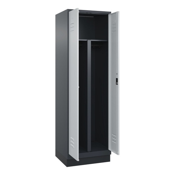 C+P PSA Doppel-Spind Classic PLUS, Sockel, 2 Abteile, HxBxT 1.950 x 600 x 500 mm, anthrazitgrau, lichtgrau, Zylinderschloss