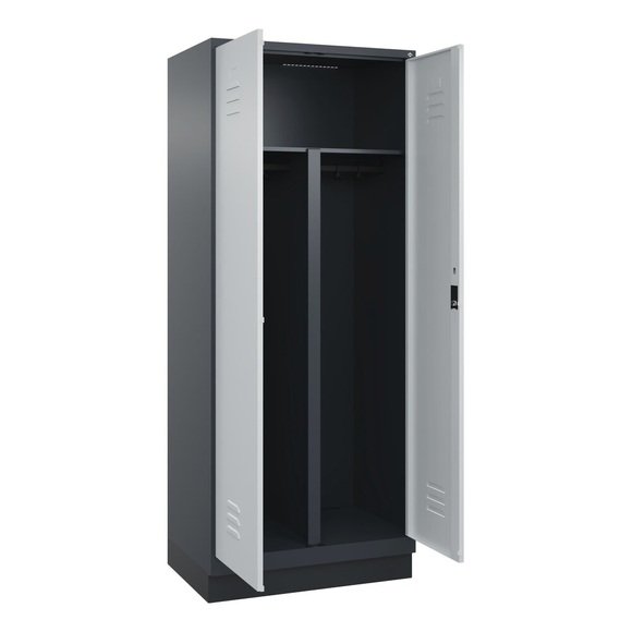 C+P PSA Doppel-Spind Classic PLUS, Sockel, 2 Abteile, HxBxT 1.950 x 800 x 500 mm, anthrazitgrau, lichtgrau, Zylinderschloss